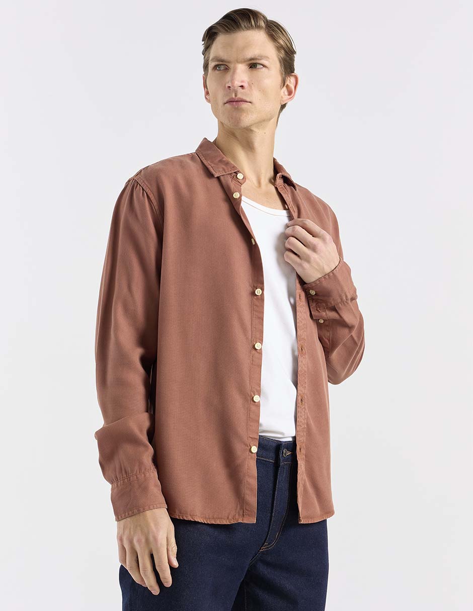 Sobrecamisa casual Elemento Uomo de algodón manga larga para hombre