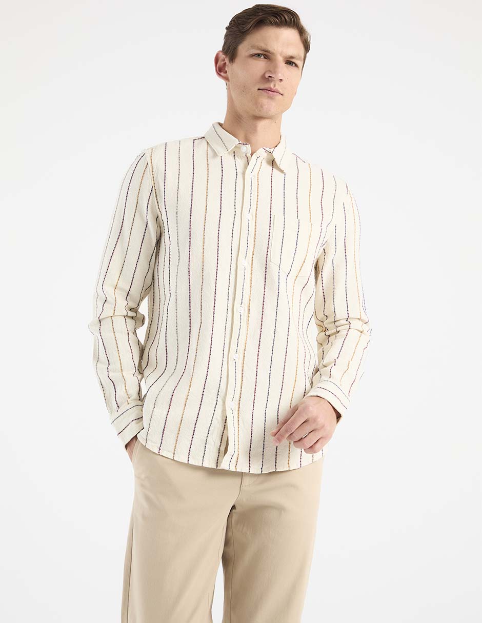 Camisa casual de algodón manga larga para hombre