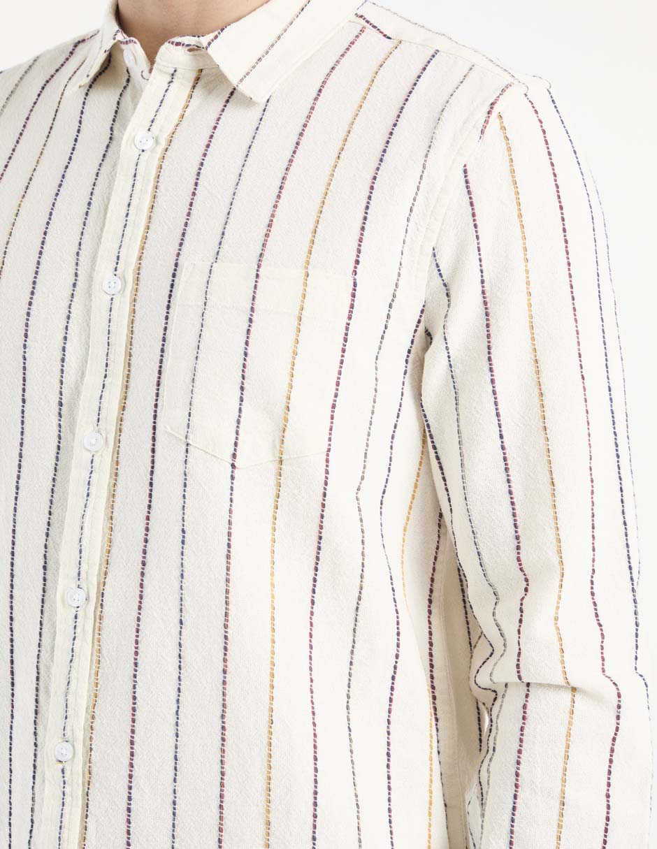 Camisa casual de algodón manga larga para hombre