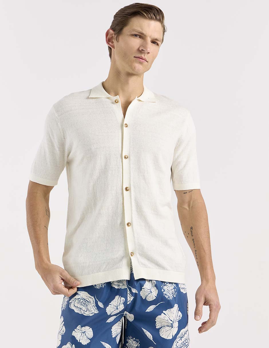 Camisa casual de algodón manga corta para hombre
