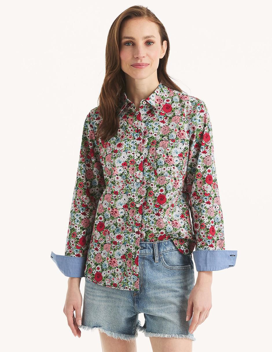 Camisa de algodón manga larga para mujer