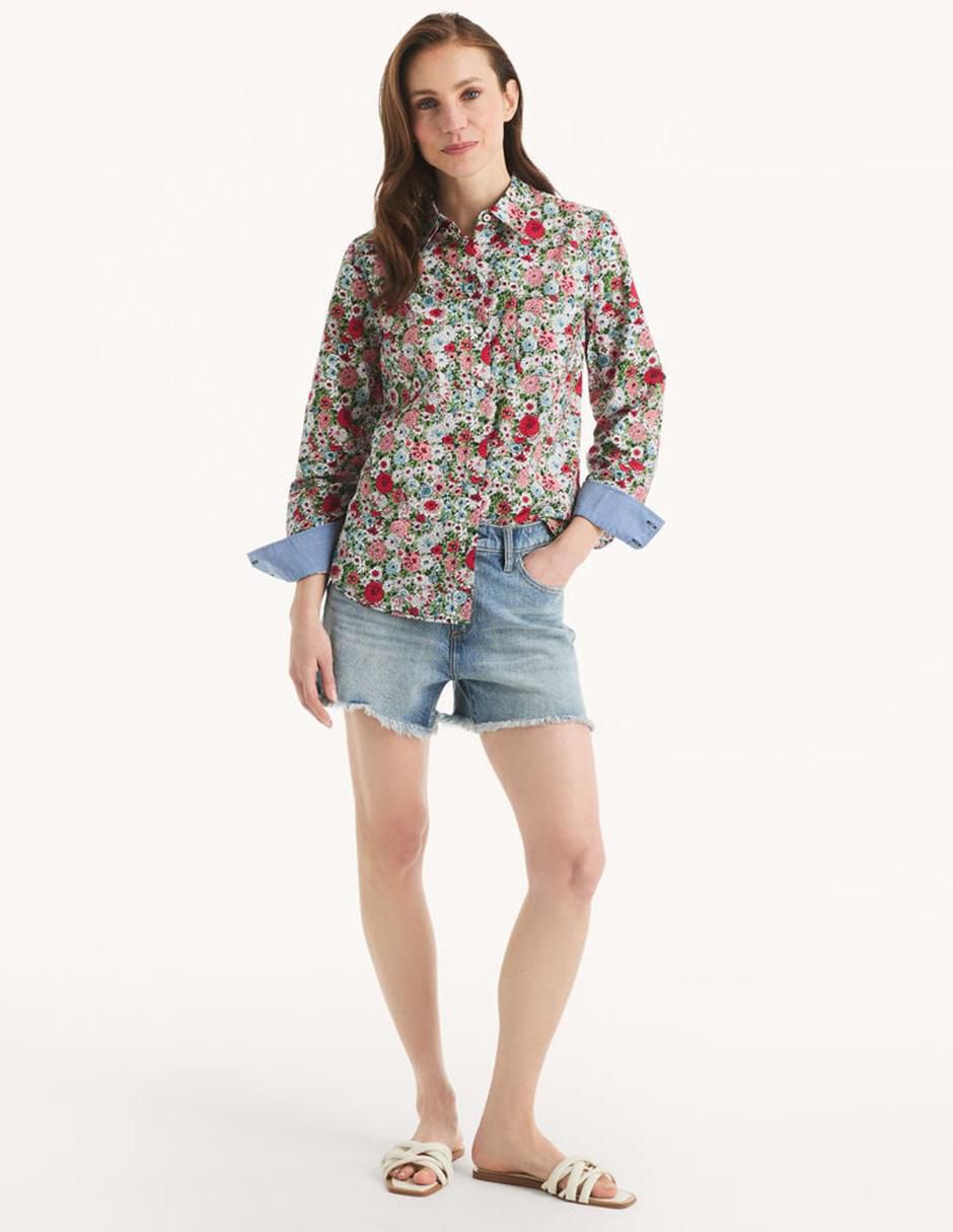 Camisa de algodón manga larga para mujer