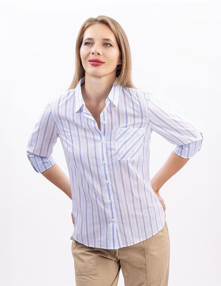 Camisa de algodón manga larga para mujer