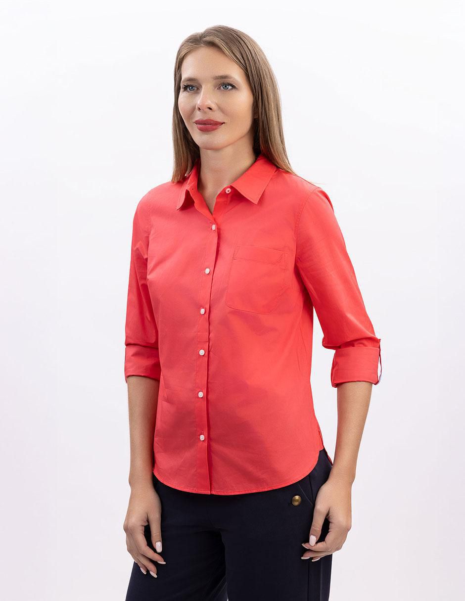 Camisa de algodón manga larga para mujer