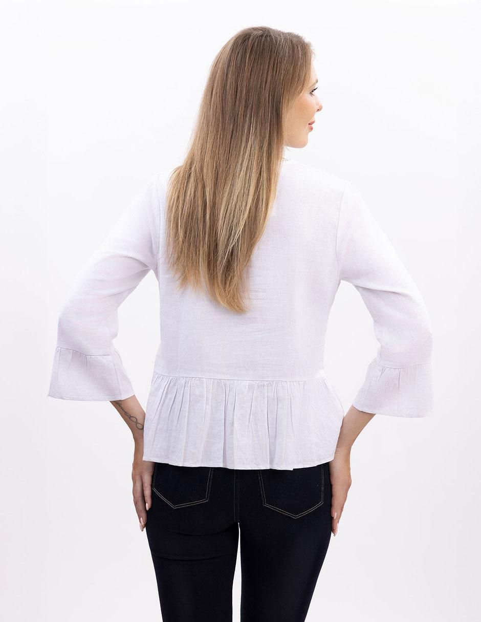 Blusa peplum Nautica manga 3/4 para mujer
