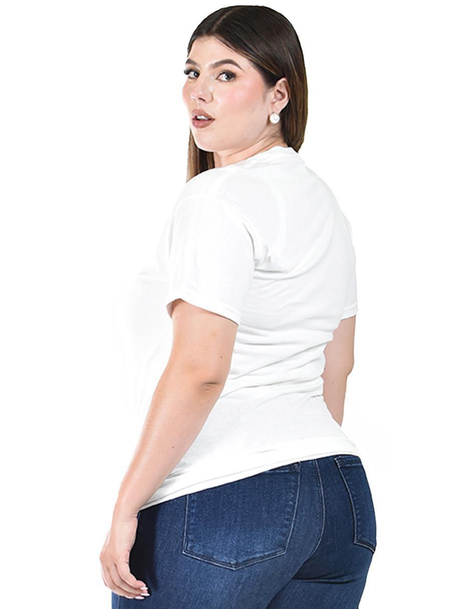 Playera manga corta Roman Fashion cuello redondo para mujer