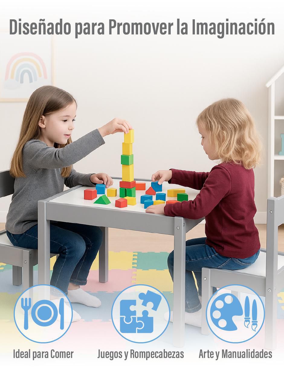 Set de mesa infantil Roots Learning Pebble de materialatt 3 piezas
