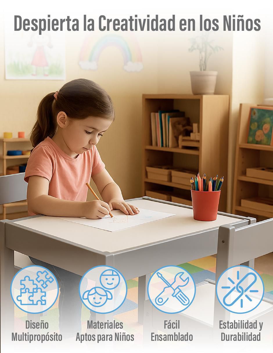 Set de mesa infantil Roots Learning Pebble de materialatt 3 piezas