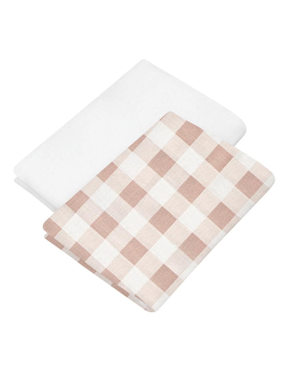 Set sábanas cajón de algodón 250 hilos Gingham Beige