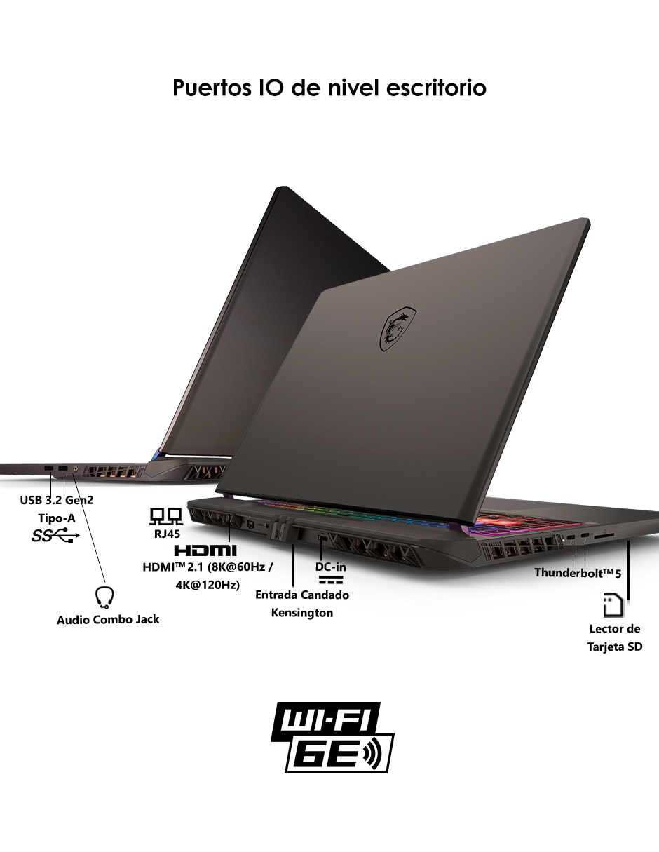 Laptop gamer Vector 16 HX AI 16 pulgadas QHD+ Intel core ultra 9 NVIDIA Geforce RTX 5070 Ti 16 GB RAM 1 TB SSD 7