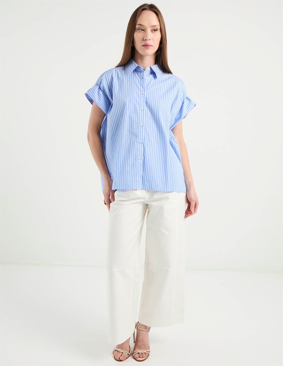 Blusa camisera manga corta para mujer 6