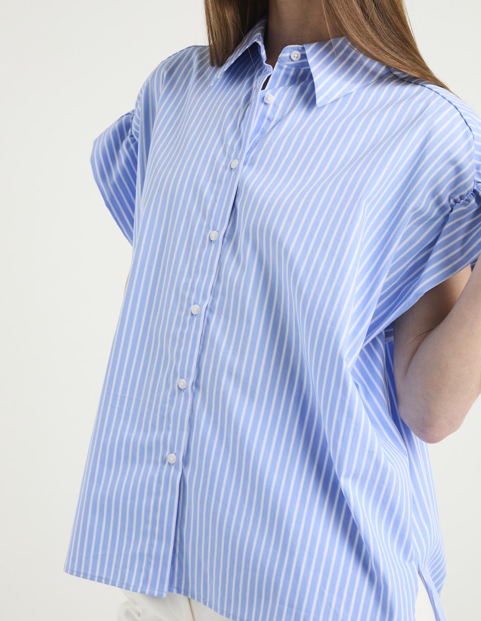 Blusa camisera manga corta para mujer 7