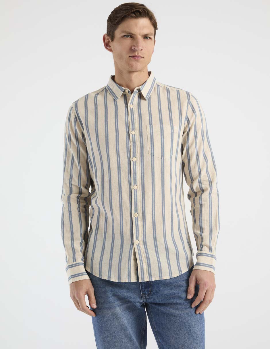 Camisa casual de algodón manga larga para hombre 1