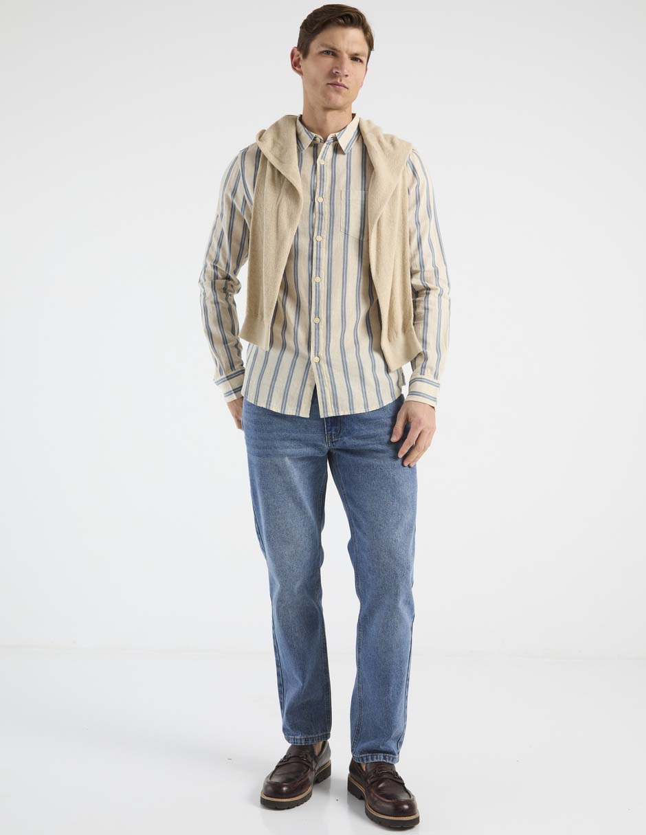 Camisa casual de algodón manga larga para hombre 6