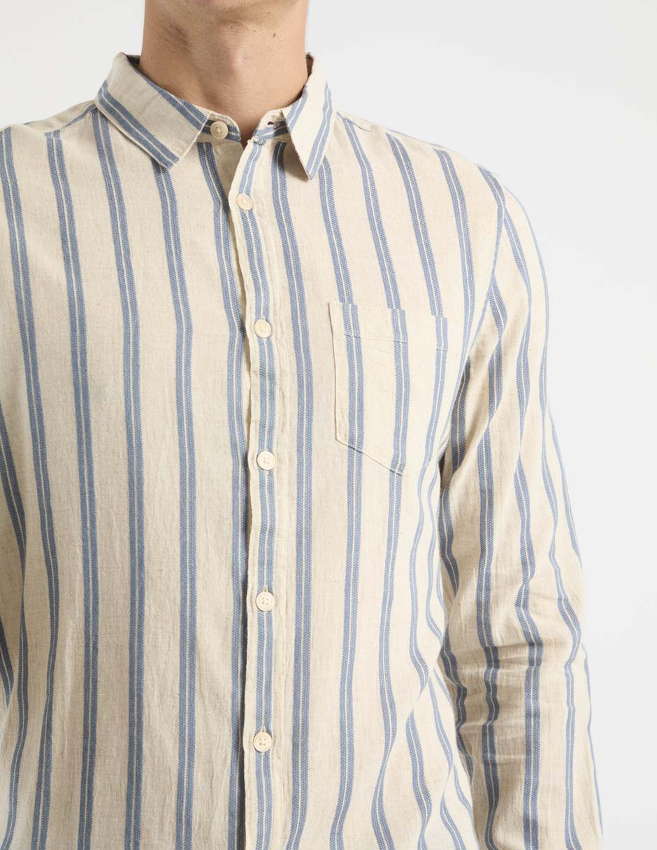 Camisa casual de algodón manga larga para hombre 7
