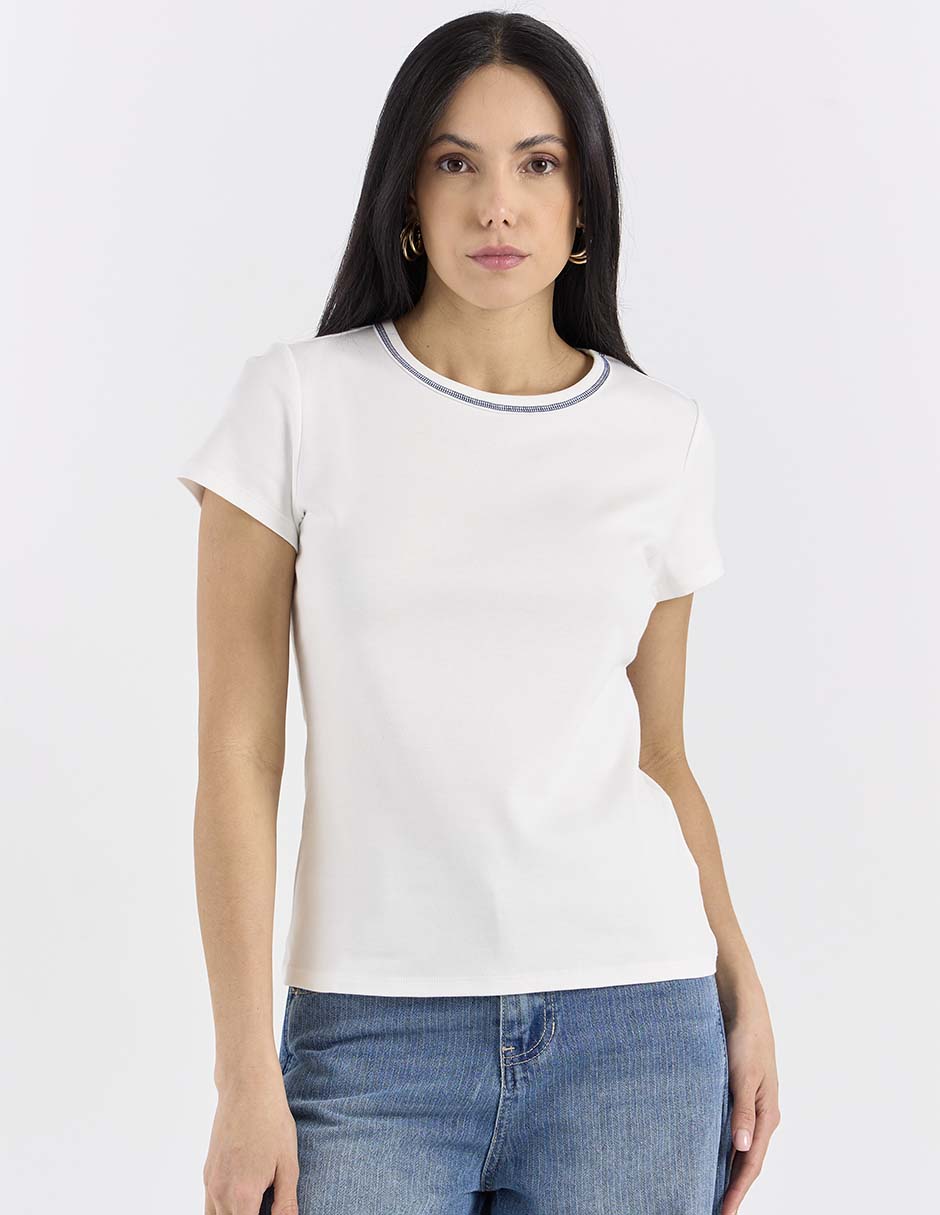 Playera manga corta cuello redondo para mujer 1