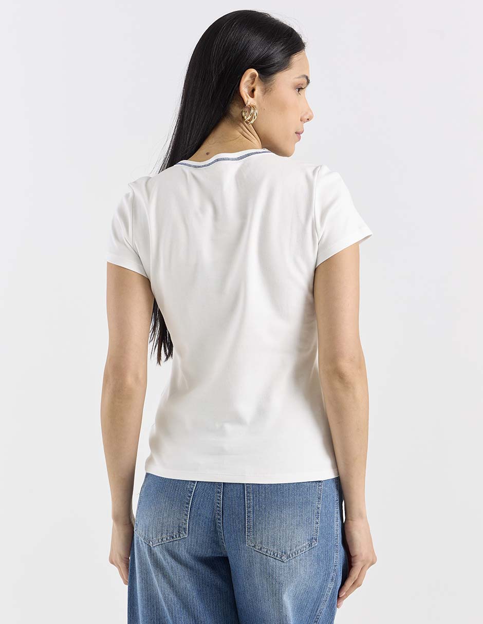 Playera manga corta cuello redondo para mujer 5