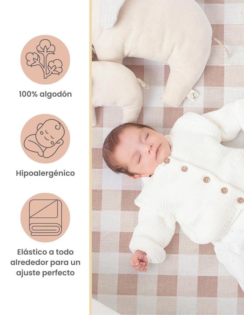 Juego de sábanas de algodón 250 hilos Gingham Beige 2