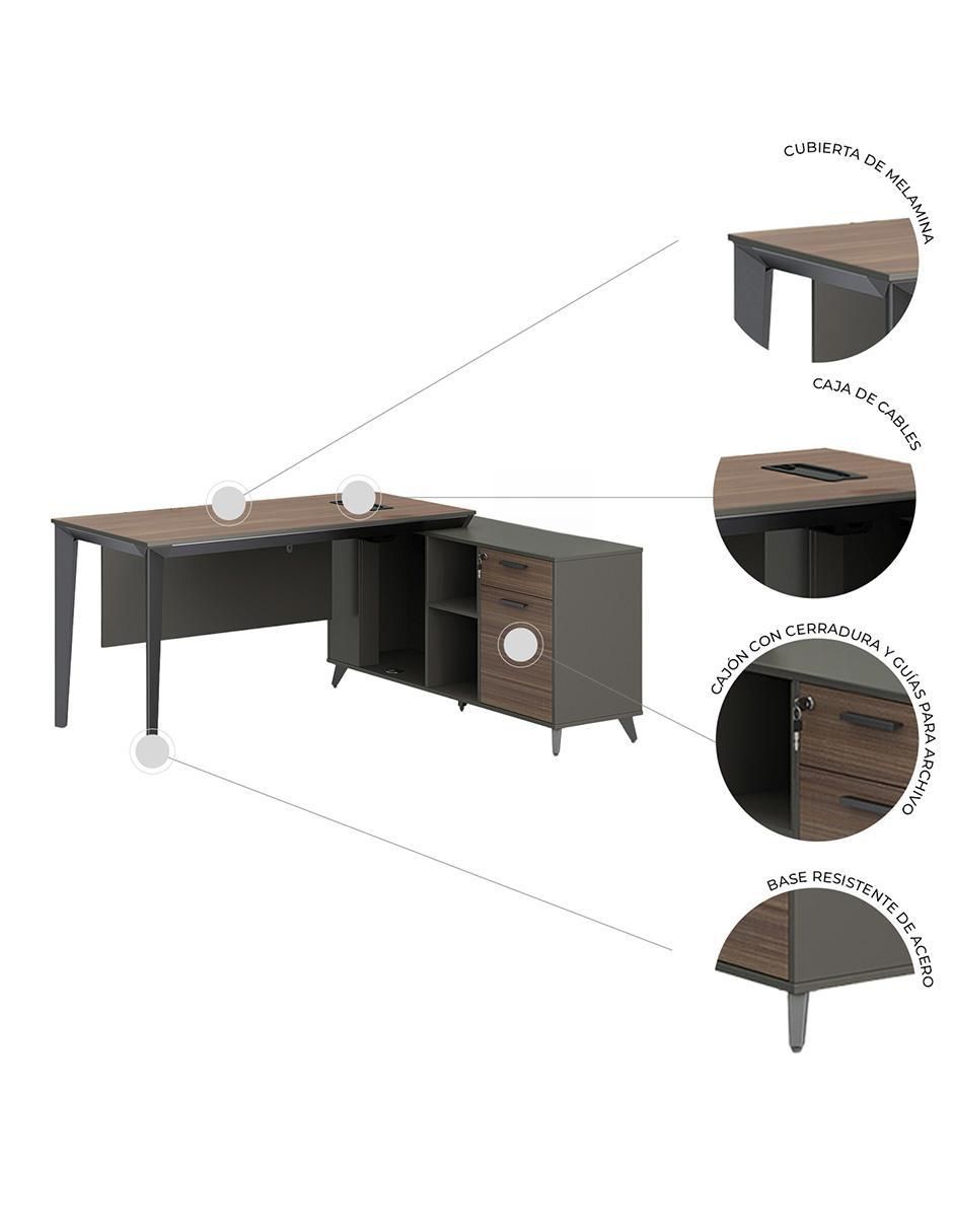 Escritorio armable Lateral Cracovia 160 de melamina 6