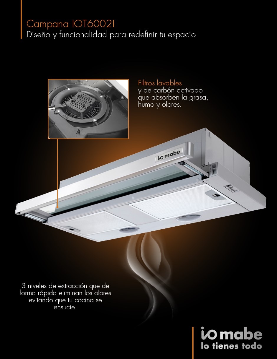 Campana de pared Io mabe IOT6002I de acero inoxidable