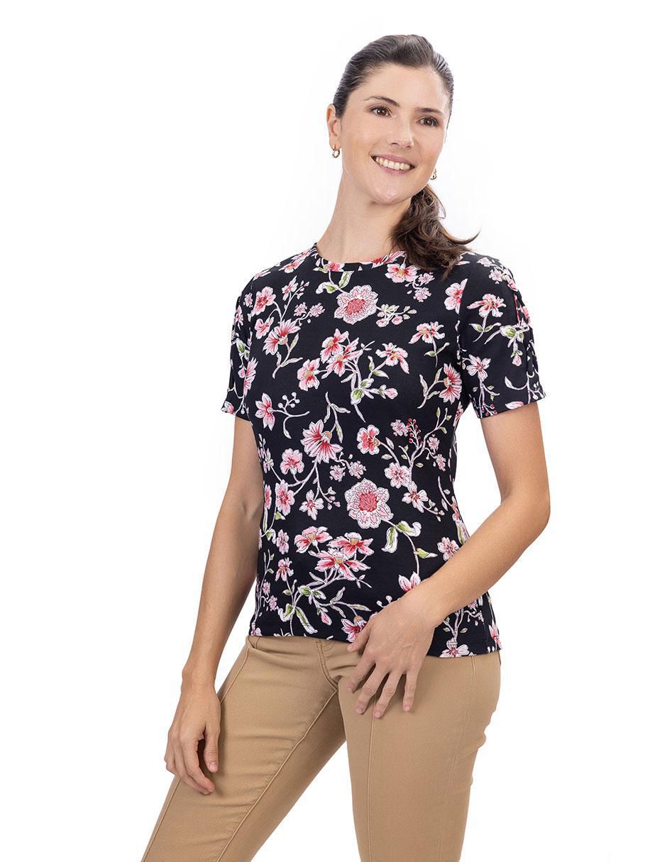 Playera manga corta Fall cuello redondo mujer