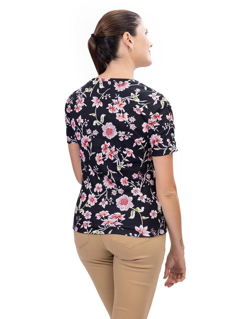Playera manga corta Fall cuello redondo mujer