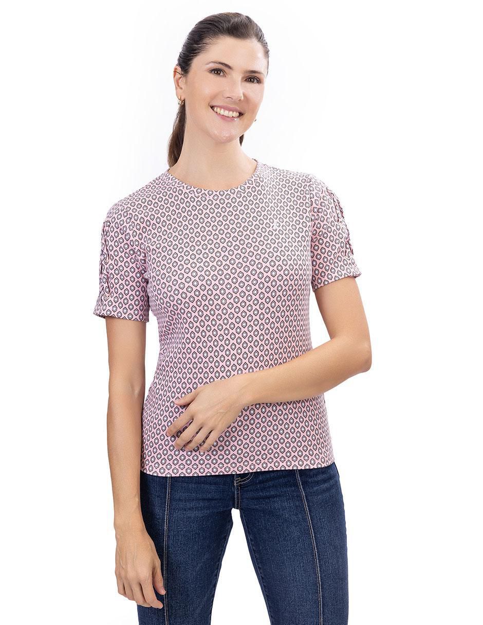 Playera manga corta cuello redondo mujer