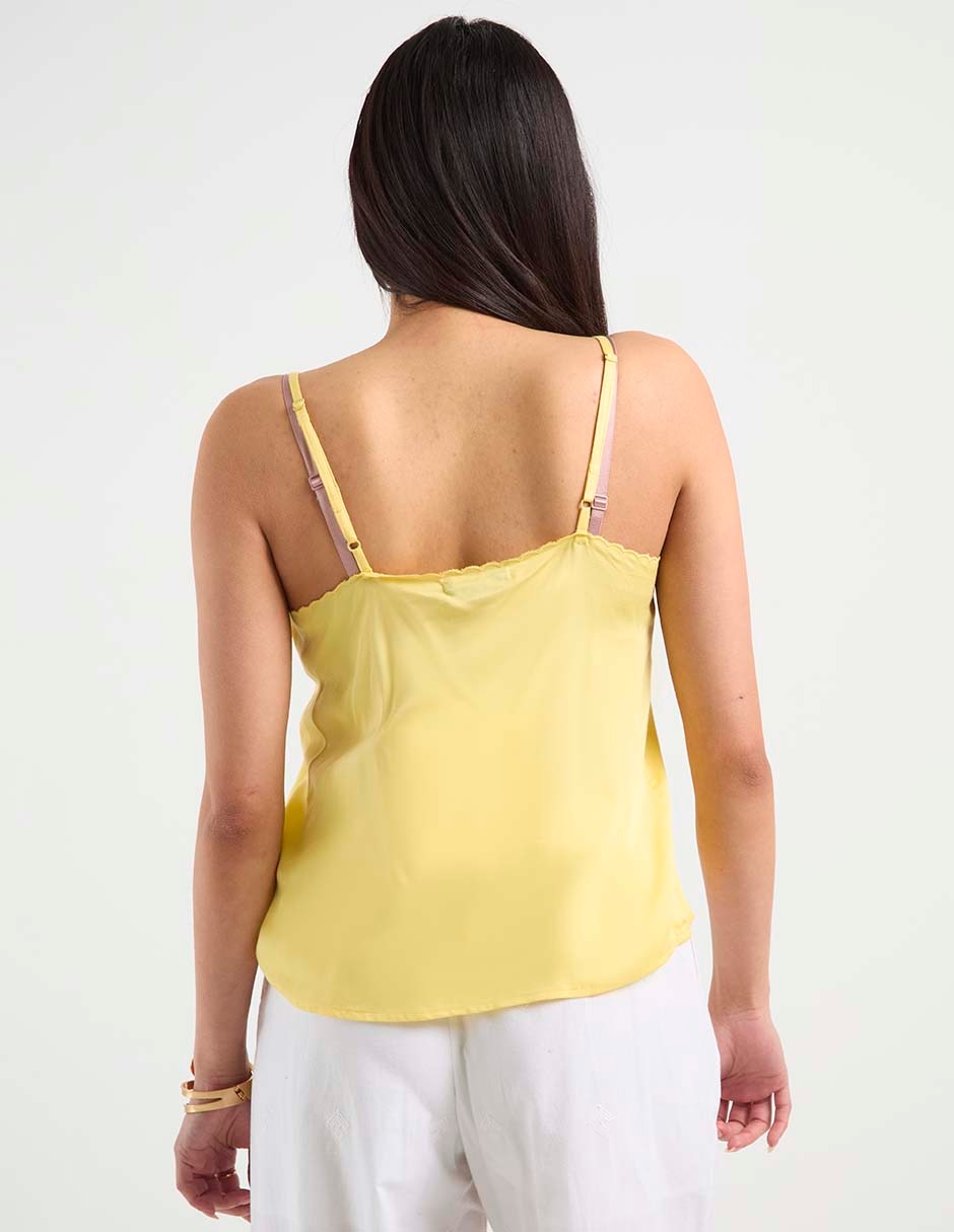 Top Petite Studio escote v tirante delgado