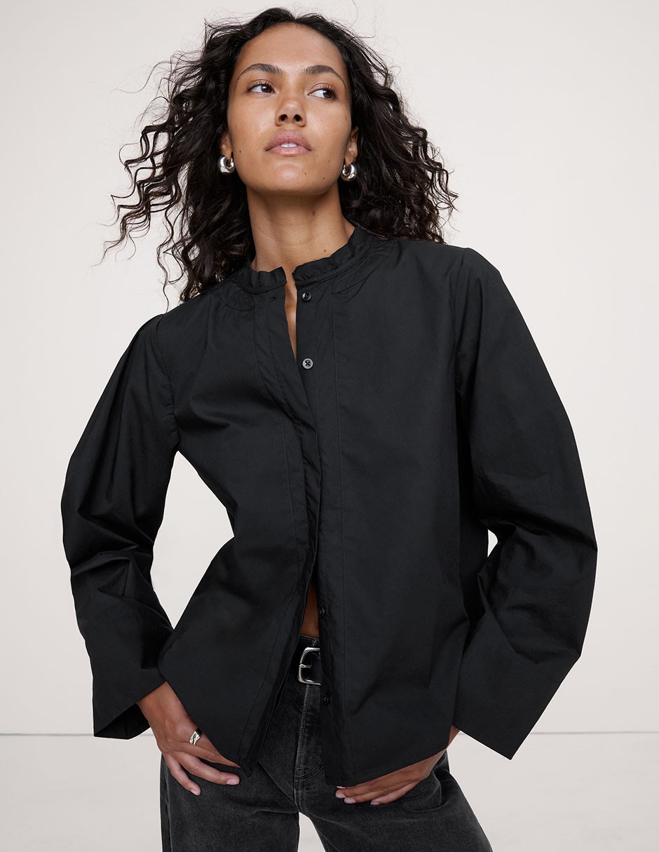 Camisa de algodón manga larga para mujer Camisa de algodón manga larga para mujer