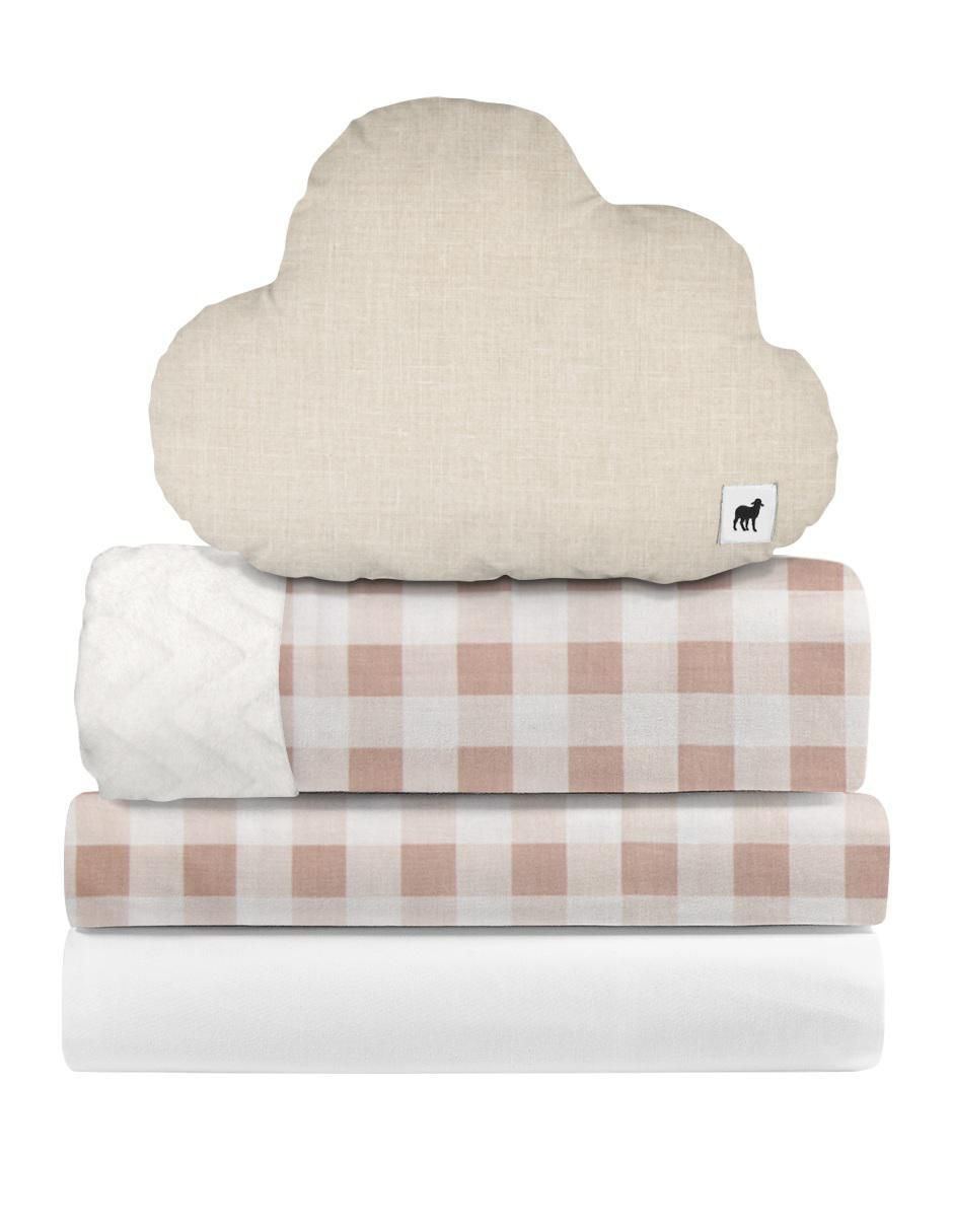Juego de sábanas de algodón Nap Gingham Beige