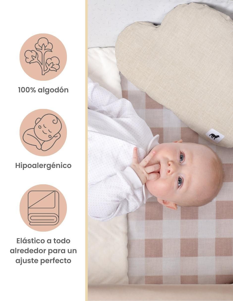 Juego de sábanas de algodón Nap Gingham Beige