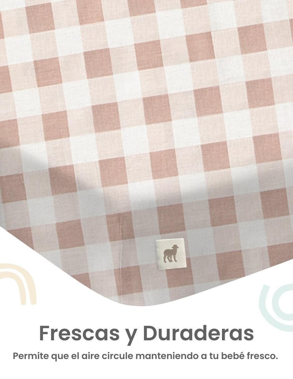 Juego de sábanas de algodón Nap Gingham Beige