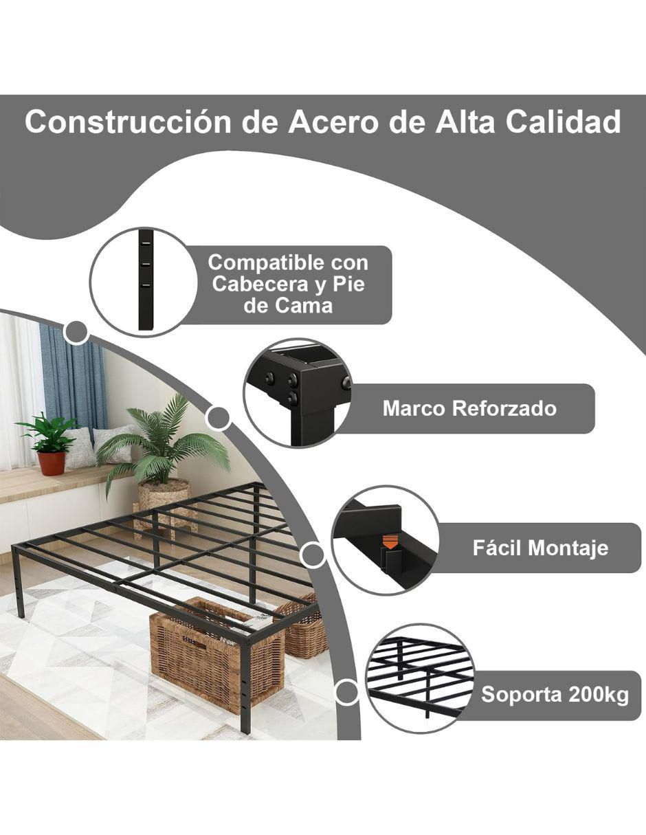 Base para cama armable Kiela Home Make de metal matrimonial