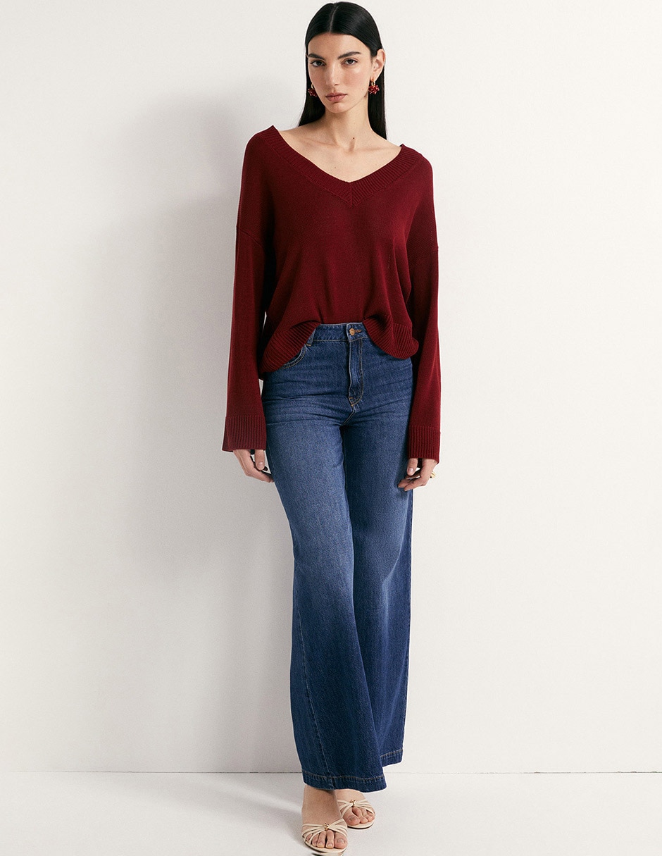 Suéter cuello V para mujer 3
