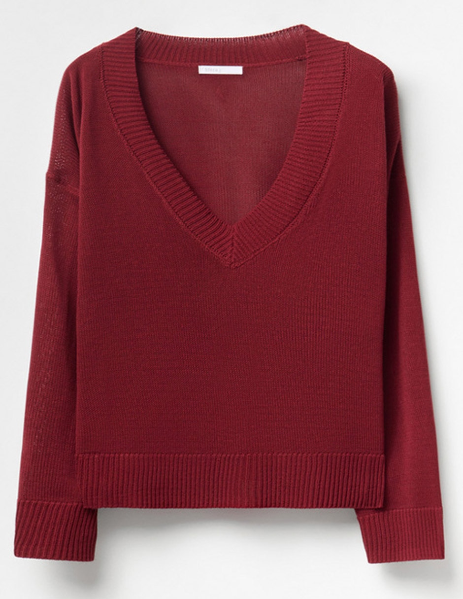 Suéter cuello V para mujer 2