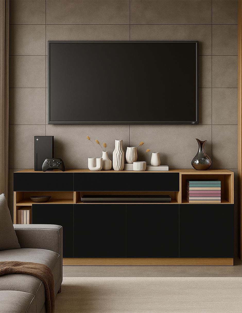 Mueble de TV armable Belo Horizonte de melamina 6