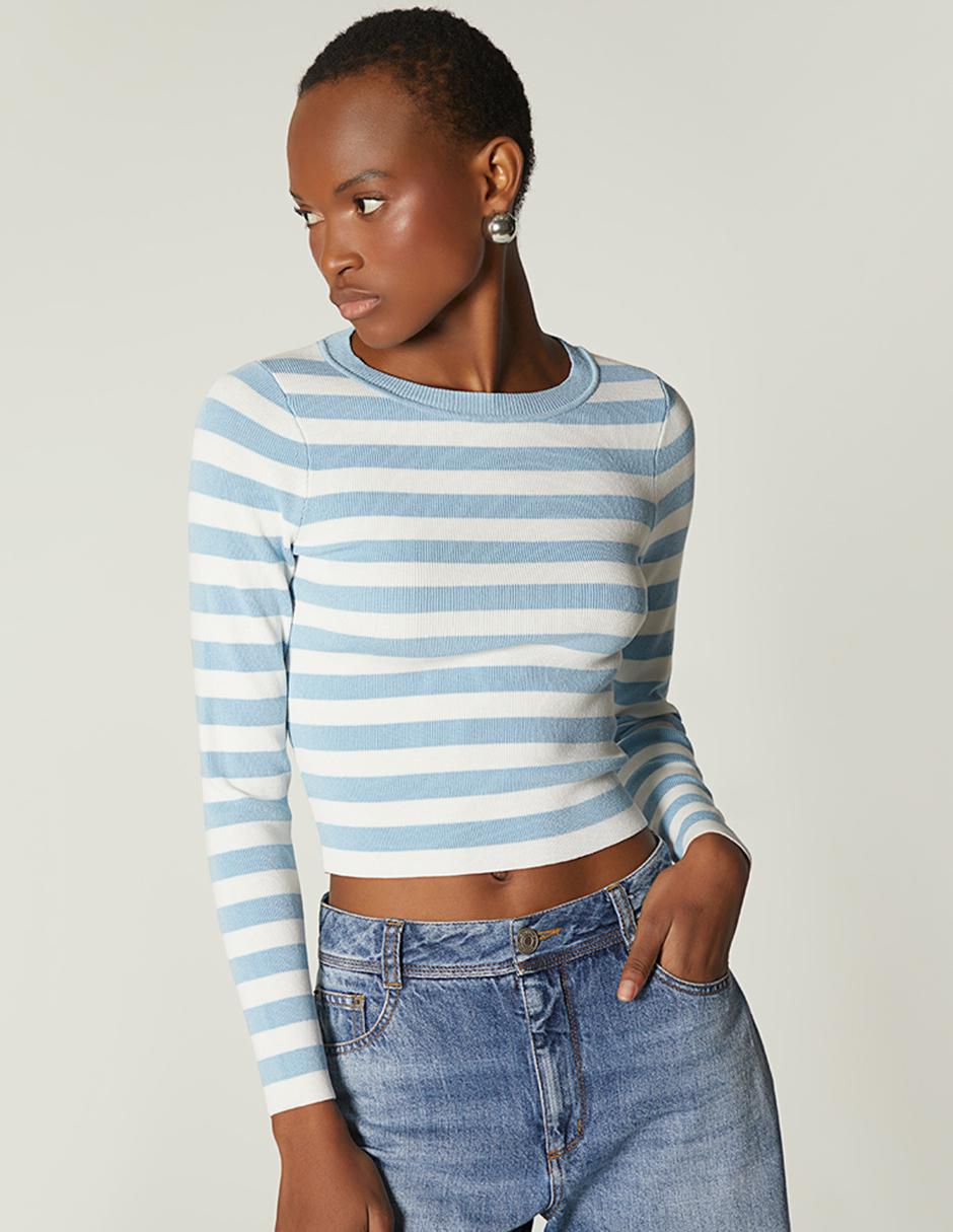 Top cuello redondo manga larga Top cuello redondo manga larga