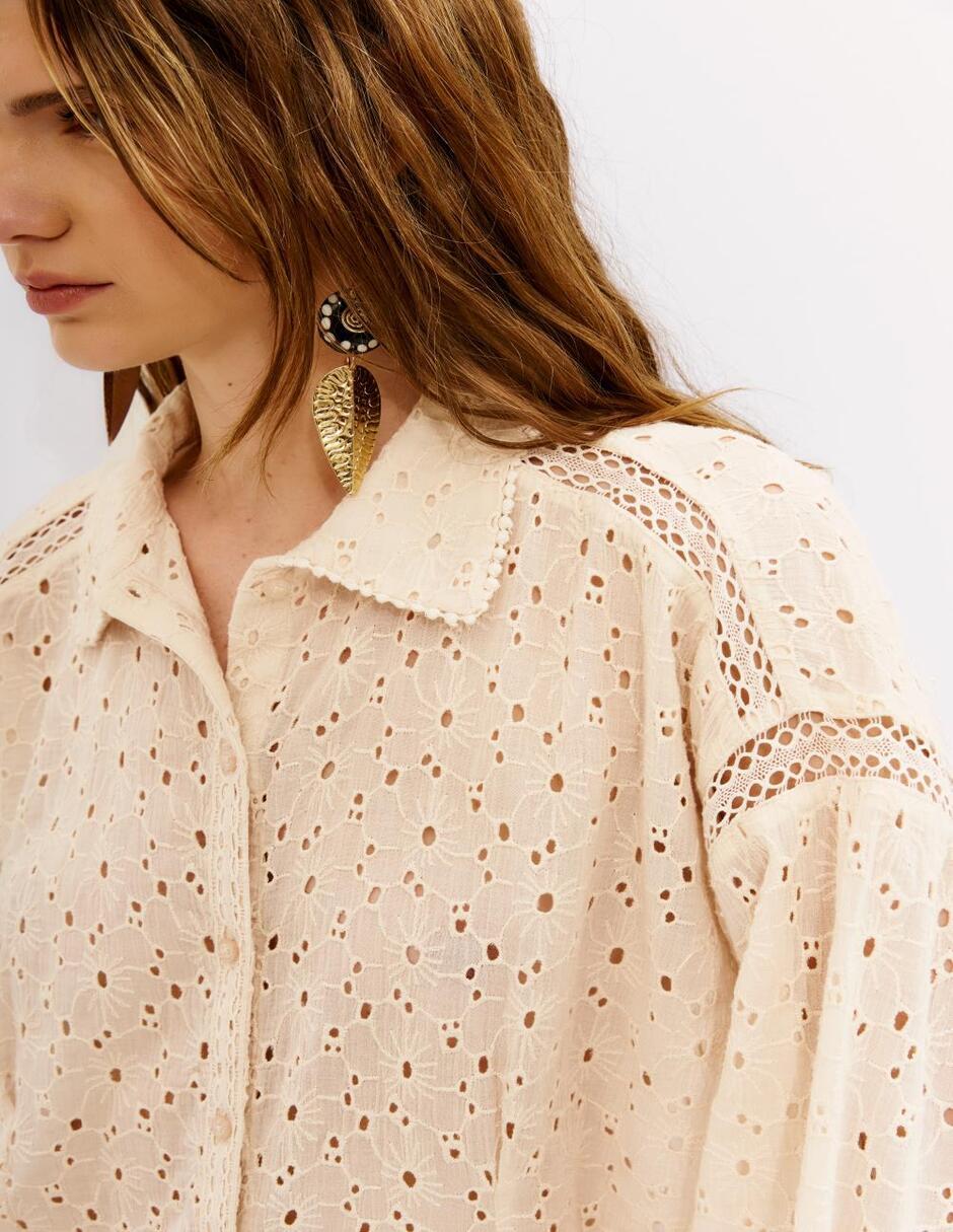 Blusa camisera manga larga para mujer