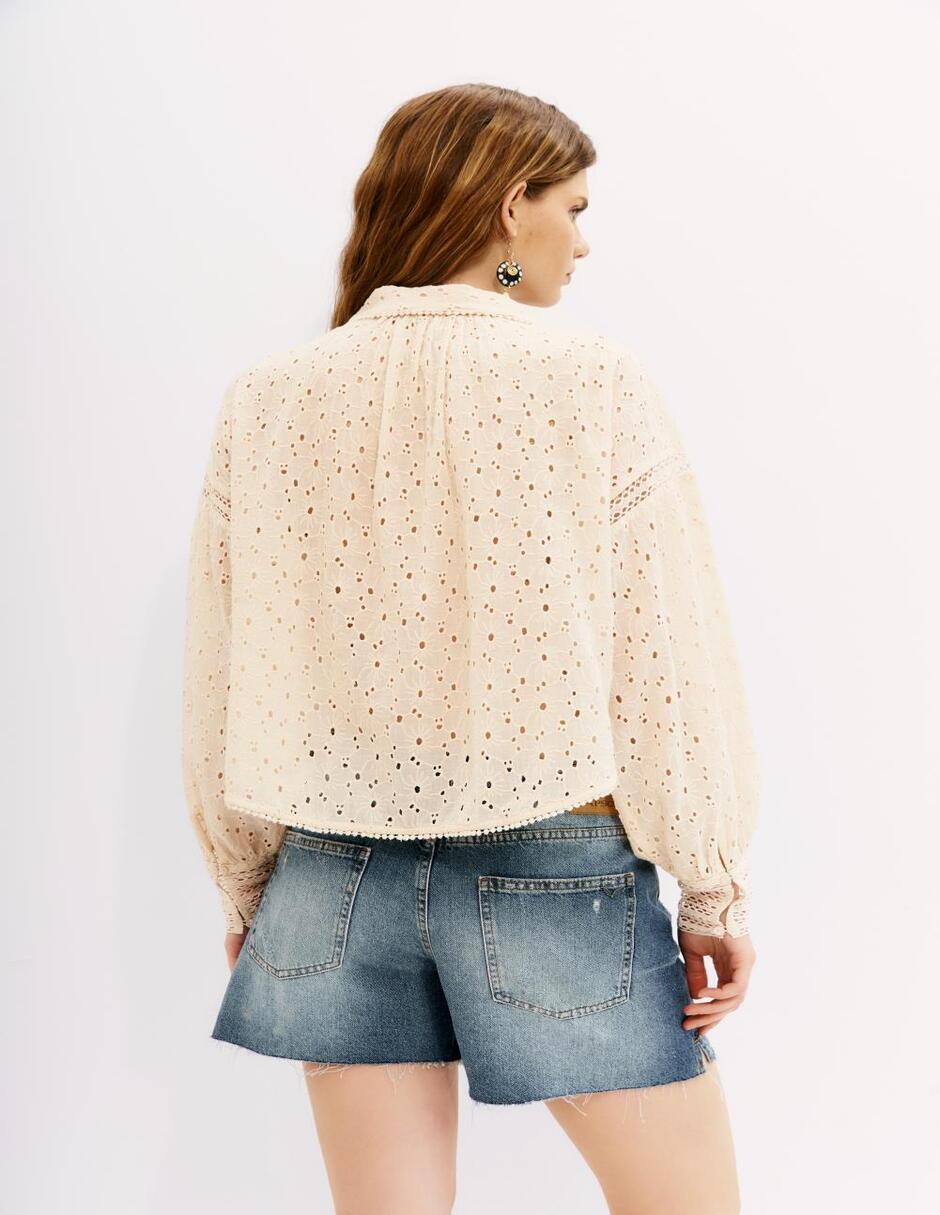 Blusa camisera manga larga para mujer