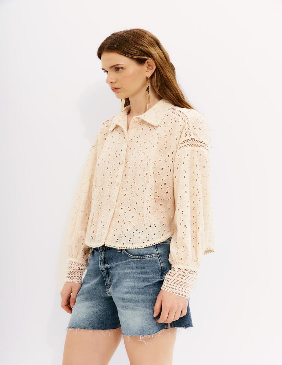 Blusa camisera manga larga para mujer