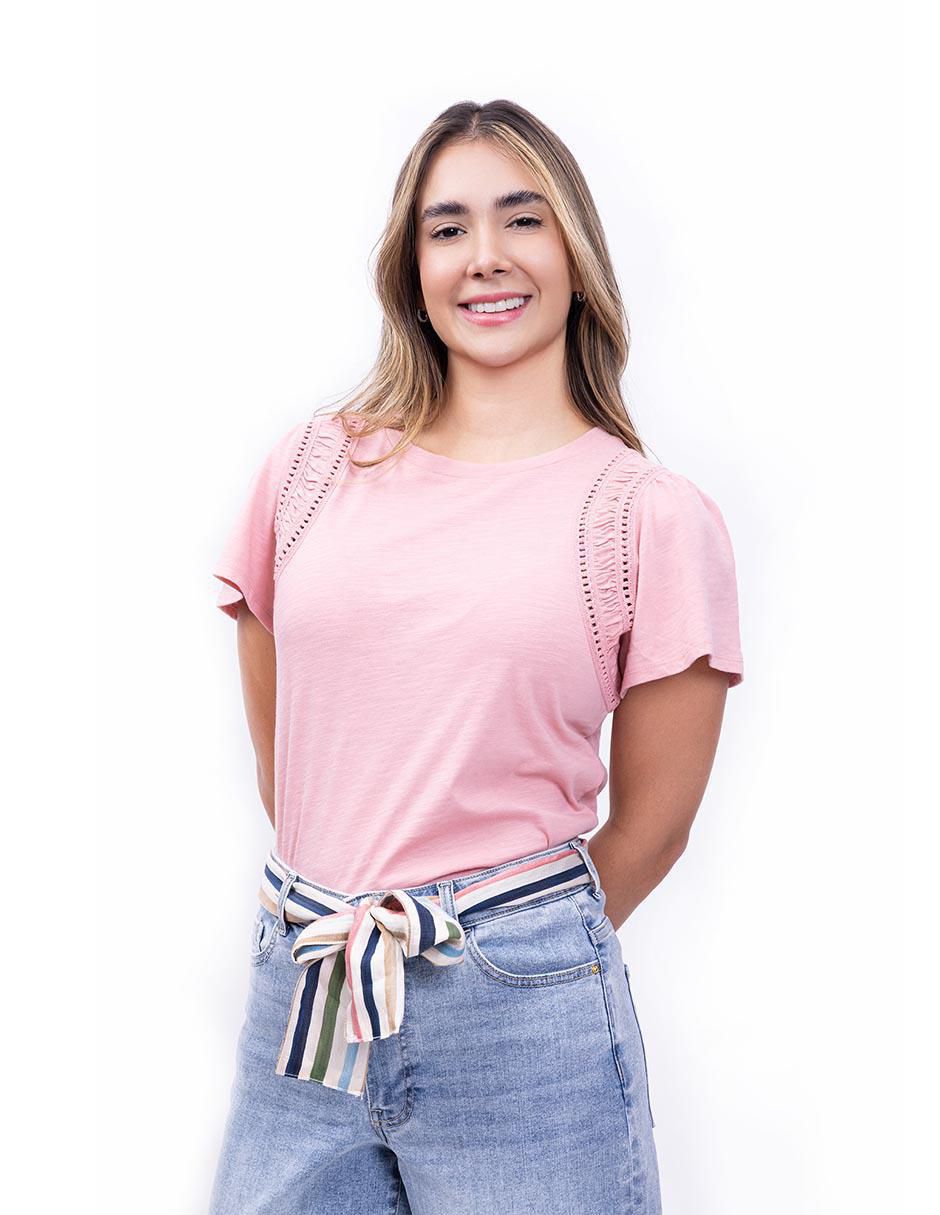 Playera manga corta Fall cuello redondo para mujer Playera manga corta Fall cuello redondo para mujer