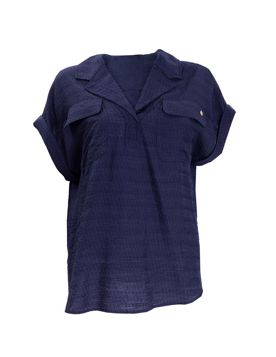 Blusa camisera Nautica manga corta para mujer