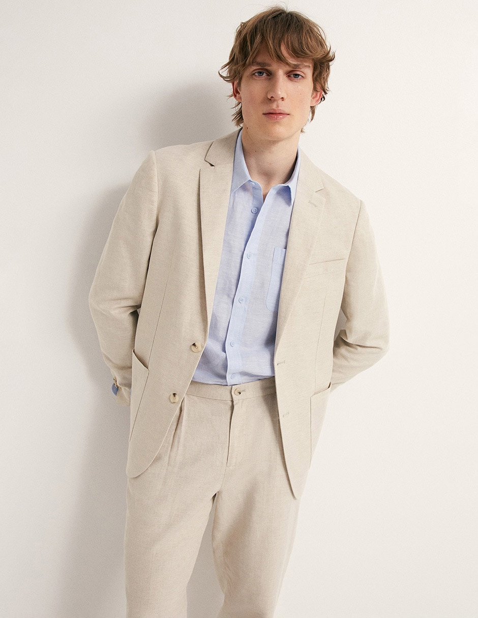 Americana de lino para hombre 2