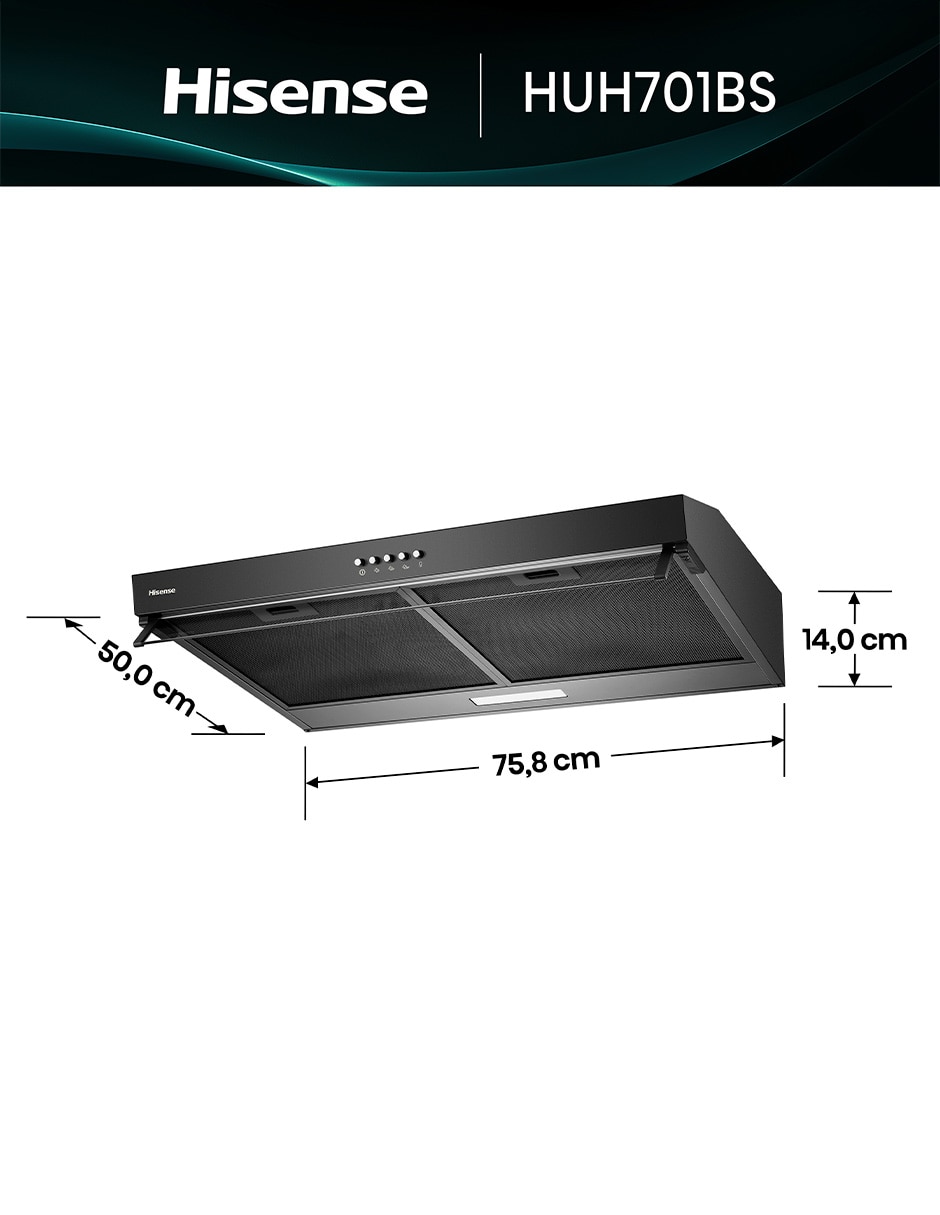 Campana de pared Hisense HUH701BS de aluminio