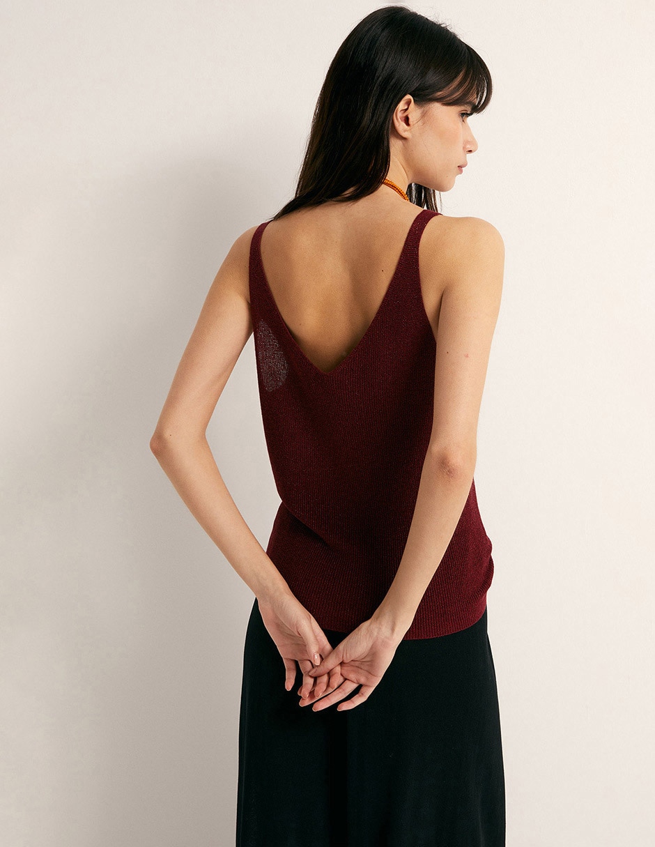 Top de punto metalizado para mujer 4