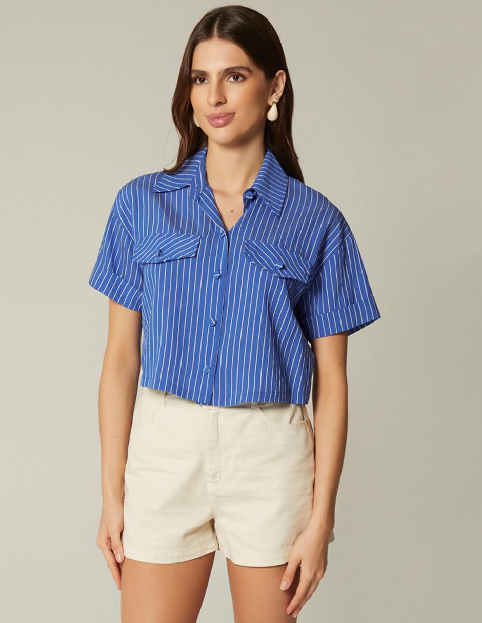 Top cuello camisero manga corta 1
