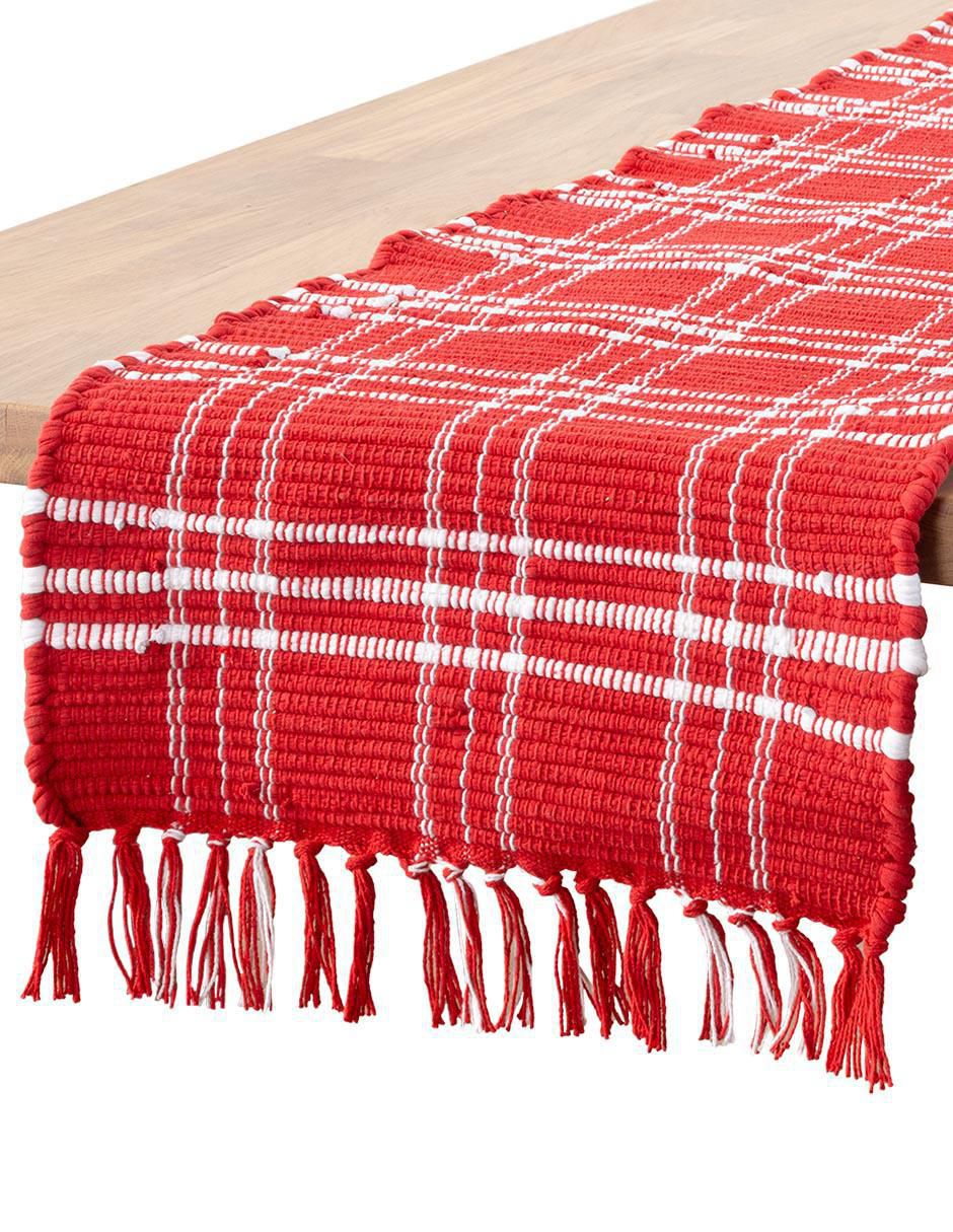 Camino de mesa Cuadros Rojos Navidad