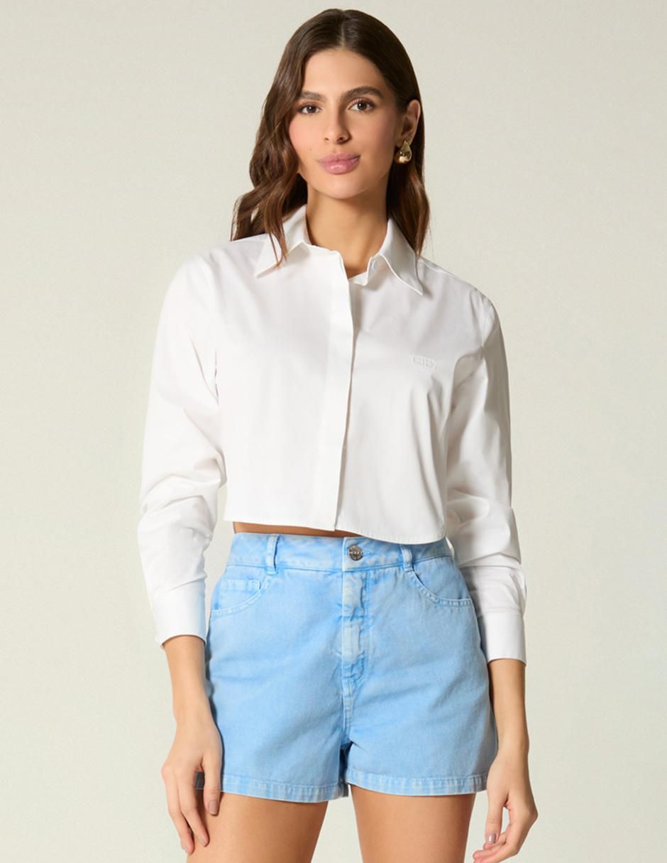 Top cuello camisero manga larga Top cuello camisero manga larga