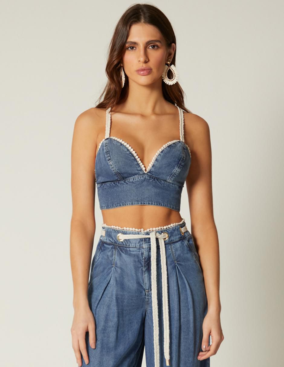 Top escote corazón tirante delgado