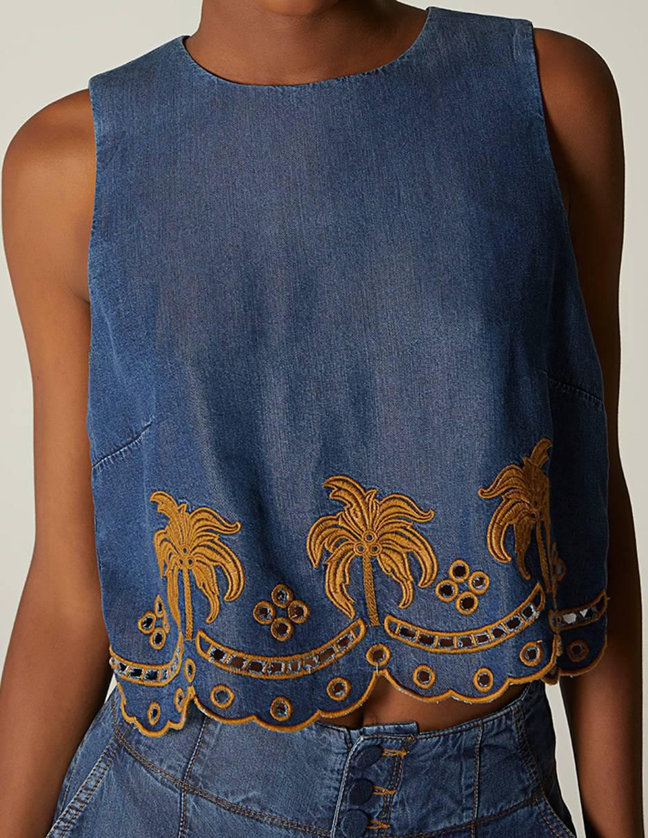 Top cuello redondo tirante ancho Top cuello redondo tirante ancho